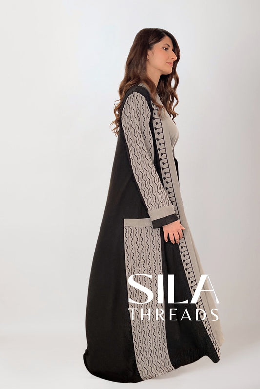 Grey Waves Open Abaya