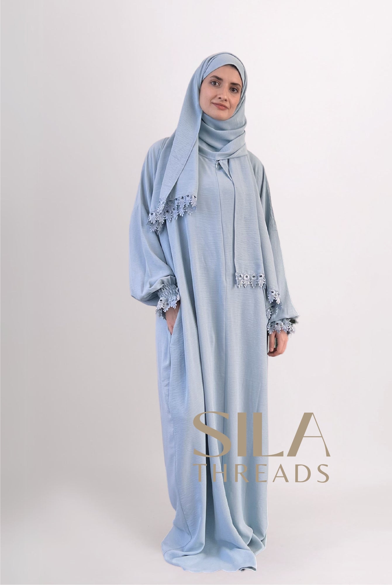 Pastel Blue One Piece Umrah Dress