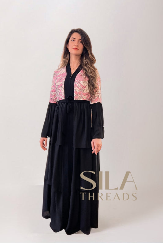 Floral Print Open Abaya *