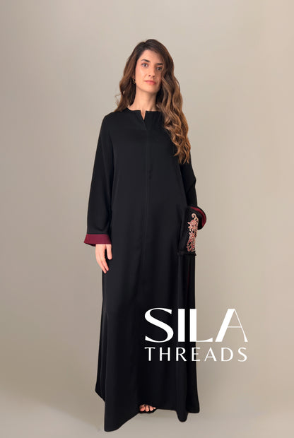 Maroon Pocket Abaya