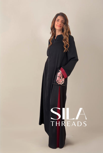 Maroon Pocket Abaya