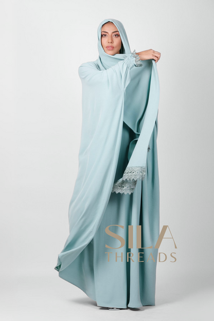 Green Blue One Piece Umrah Dress