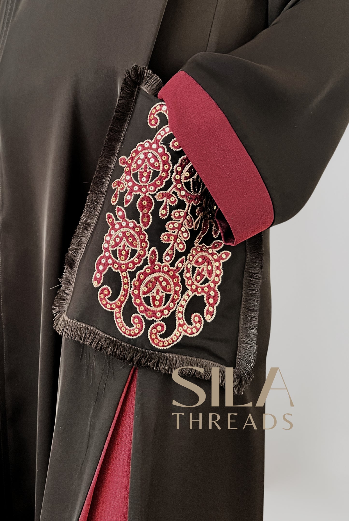 Maroon Pocket Abaya