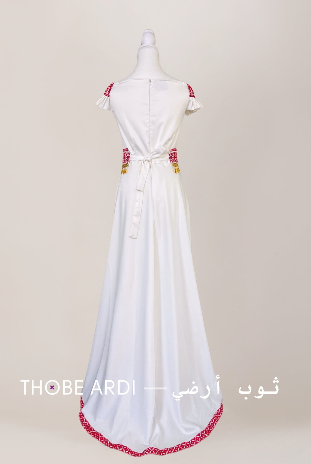 Palestinian White Short Sleeve Dress